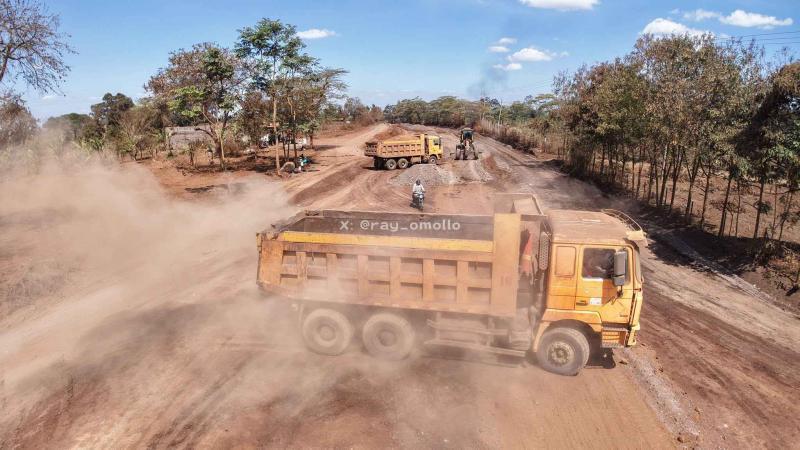 File image of ongoing construction works along the Illasit–Taveta Road.